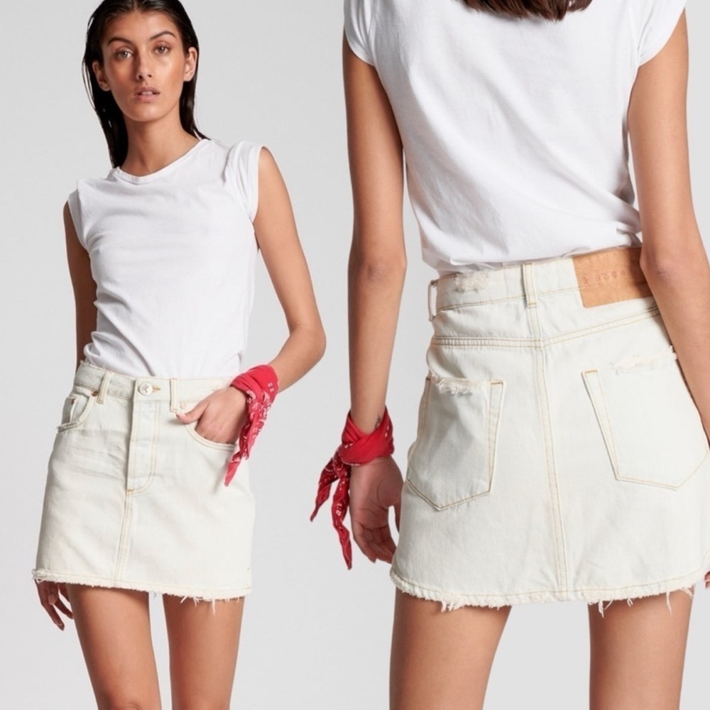 ONE TEASPOON Cadillac High Waist Slim Jean Mini Distressed Skirt